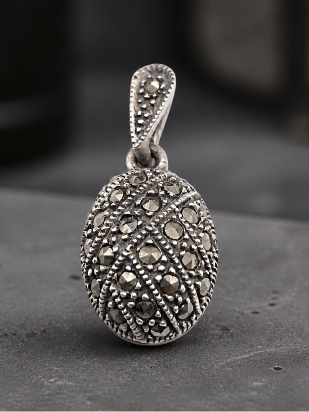 Vintage Marcasites 925 Sterling Silver Pendant